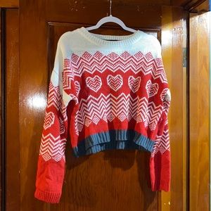 Adorable Derek Heart Heart Patterned Cropped Sweater ❤️❤️❤️